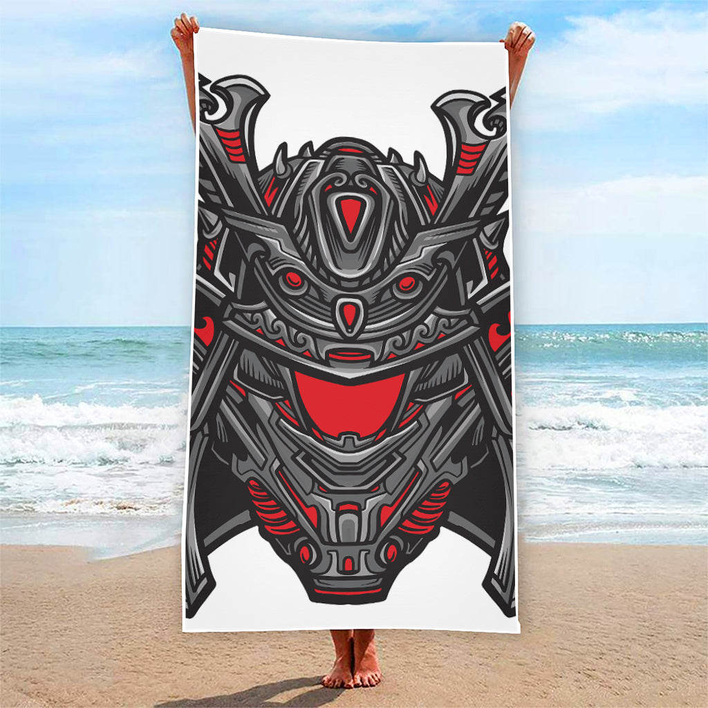 Robot Samurai Mask Print Beach Towel