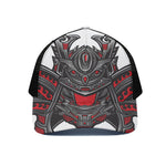 Robot Samurai Mask Print Black Mesh Trucker Cap