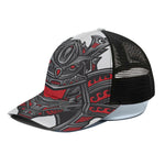 Robot Samurai Mask Print Black Mesh Trucker Cap