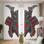Robot Samurai Mask Print Blackout Pencil Pleat Curtains