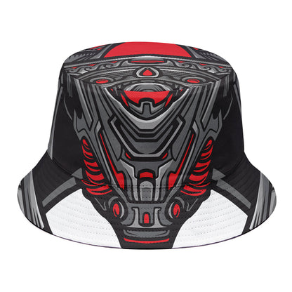 Robot Samurai Mask Print Bucket Hat