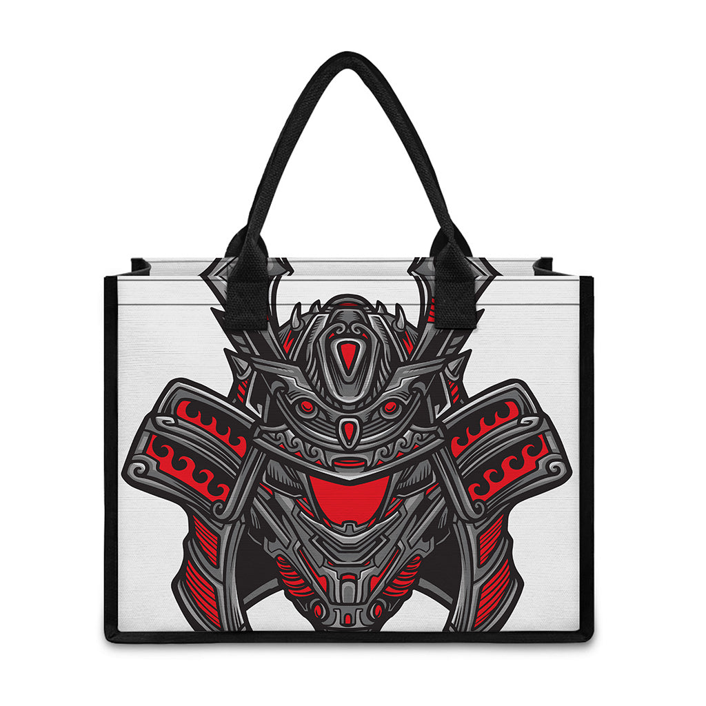 Robot Samurai Mask Print Canvas Tote Bag