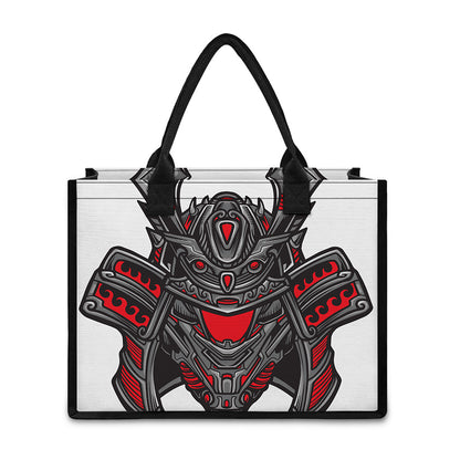 Robot Samurai Mask Print Canvas Tote Bag