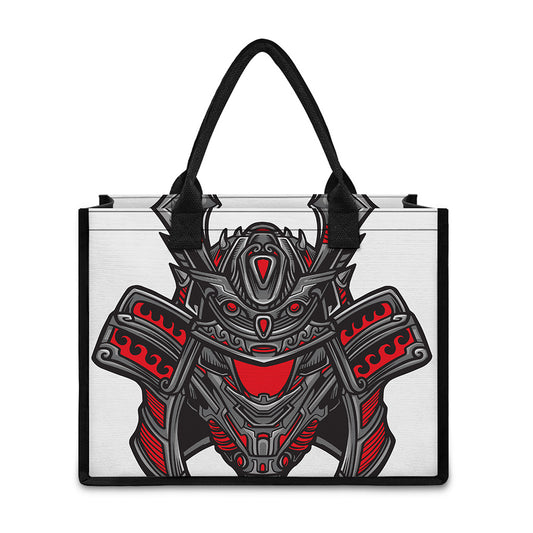 Robot Samurai Mask Print Canvas Tote Bag