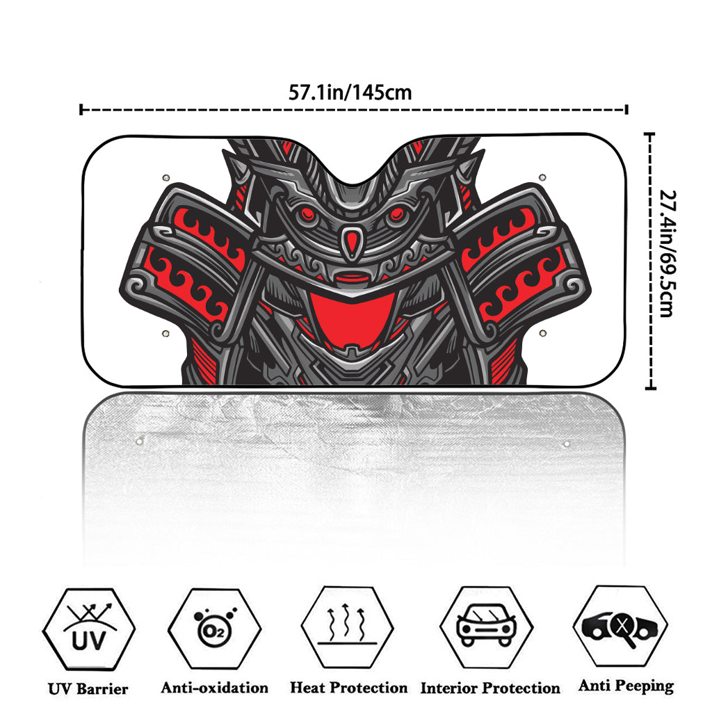 Robot Samurai Mask Print Car Windshield Sun Shade