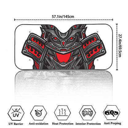 Robot Samurai Mask Print Car Windshield Sun Shade