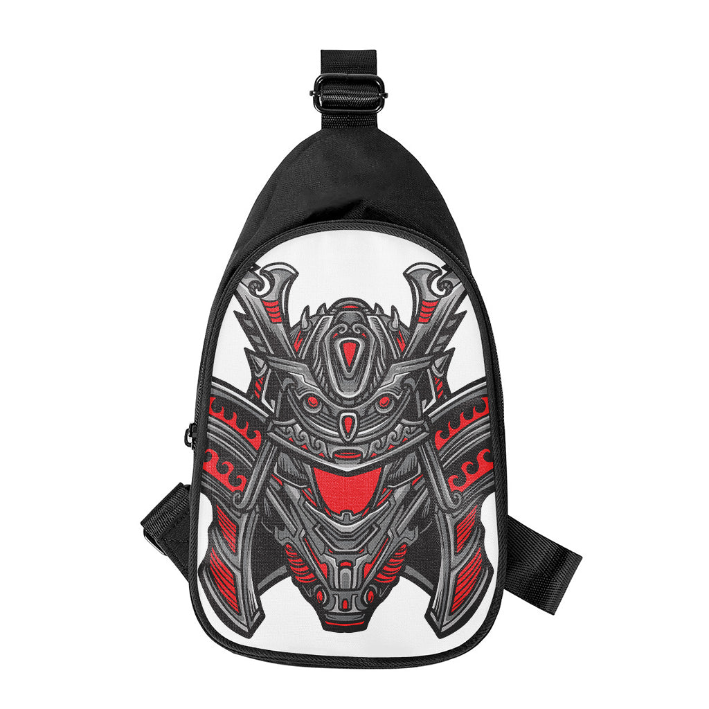 Robot Samurai Mask Print Chest Bag
