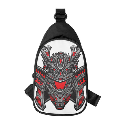 Robot Samurai Mask Print Chest Bag