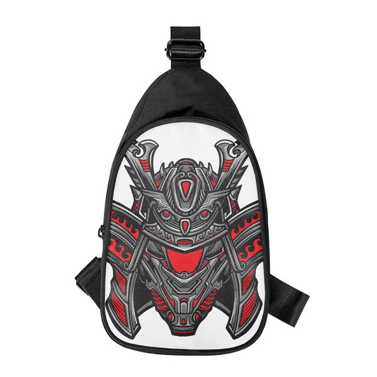 Robot Samurai Mask Print Chest Bag