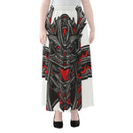 Robot Samurai Mask Print Chiffon Maxi Skirt