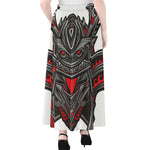 Robot Samurai Mask Print Chiffon Maxi Skirt