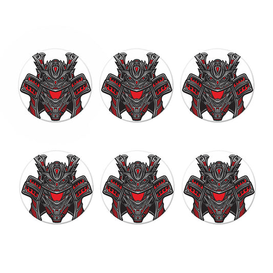 Robot Samurai Mask Print Coaster Set