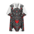 Robot Samurai Mask Print Cotton Hawaiian Shirt