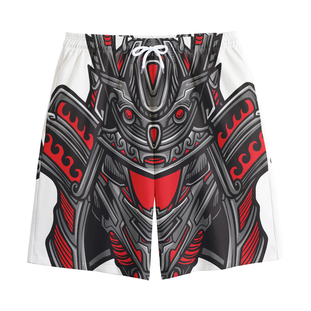 Robot Samurai Mask Print Cotton Shorts