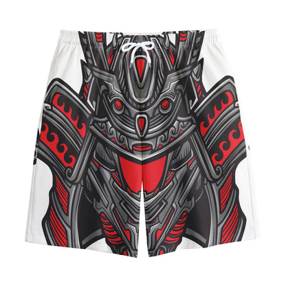 Robot Samurai Mask Print Cotton Shorts