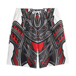 Robot Samurai Mask Print Cotton Shorts