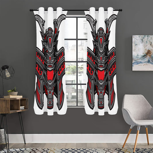 Robot Samurai Mask Print Curtain