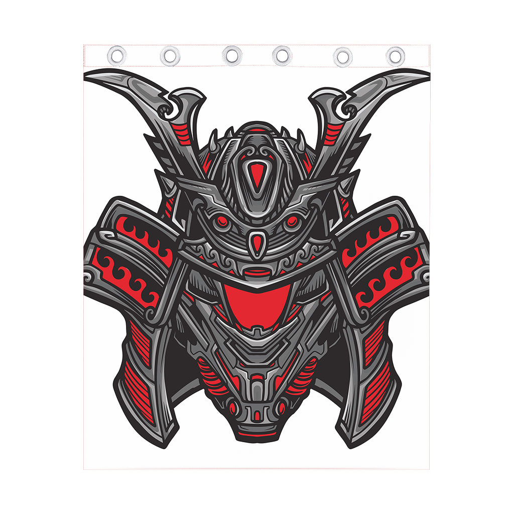 Robot Samurai Mask Print Curtain