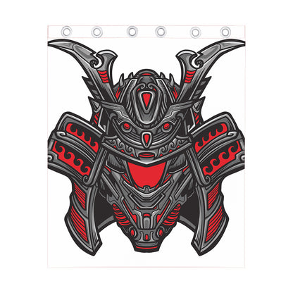 Robot Samurai Mask Print Curtain