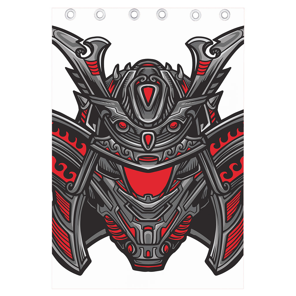 Robot Samurai Mask Print Curtain