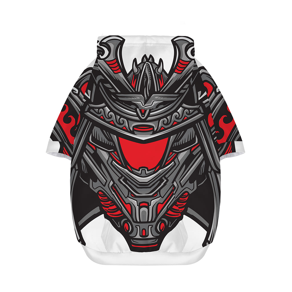 Robot Samurai Mask Print Dog Zip Up Hoodie