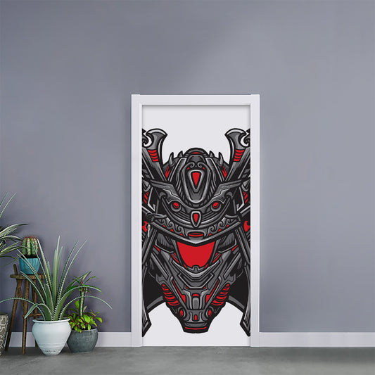 Robot Samurai Mask Print Door Sticker