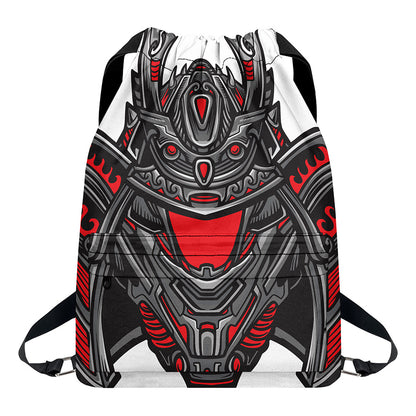 Robot Samurai Mask Print Drawstring Backpack
