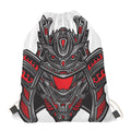 Robot Samurai Mask Print Drawstring Bag