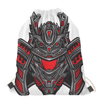 Robot Samurai Mask Print Drawstring Bag