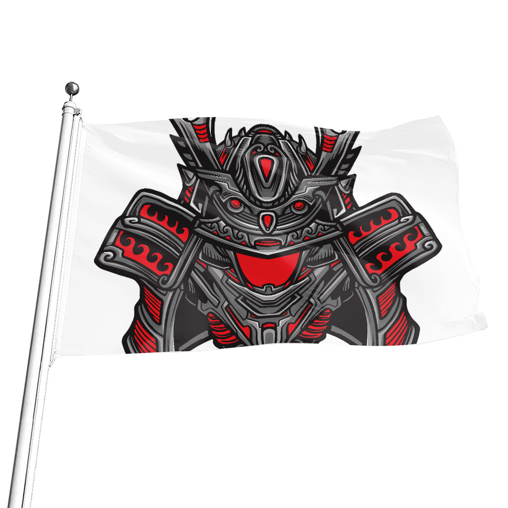 Robot Samurai Mask Print Flag