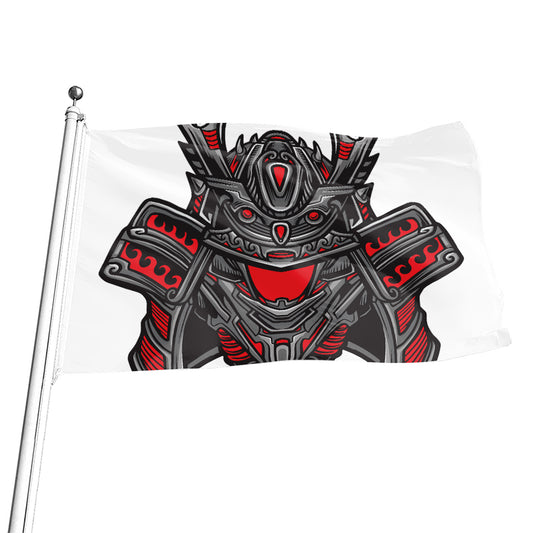 Robot Samurai Mask Print Flag