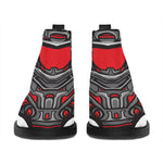 Robot Samurai Mask Print Flat Ankle Boots