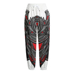 Robot Samurai Mask Print Fleece Lined Knit Pants