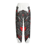 Robot Samurai Mask Print Fleece Lined Knit Pants