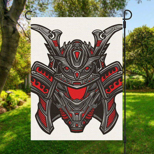 Robot Samurai Mask Print Garden Flag
