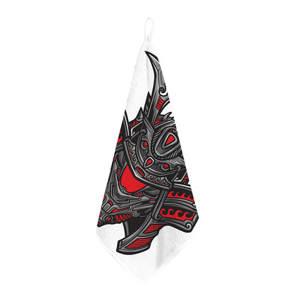 Robot Samurai Mask Print Hand Towel