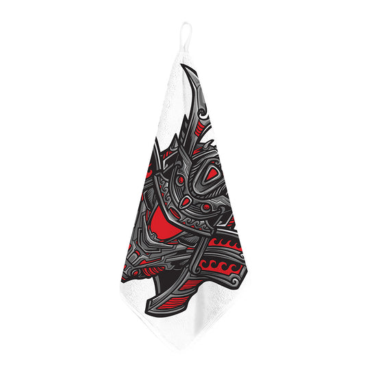 Robot Samurai Mask Print Hand Towel