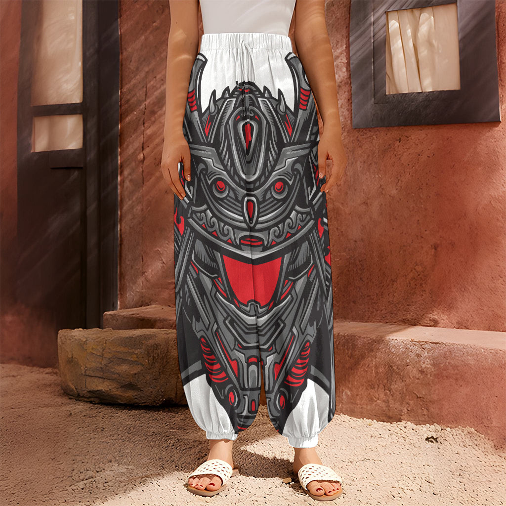 Robot Samurai Mask Print Harem Pants