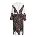 Robot Samurai Mask Print Hooded Bathrobe