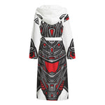 Robot Samurai Mask Print Hooded Bathrobe