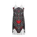 Robot Samurai Mask Print Jersey Midi Cami Dress