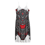 Robot Samurai Mask Print Jersey Midi Cami Dress