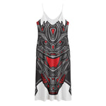 Robot Samurai Mask Print Jersey Midi Cami Dress