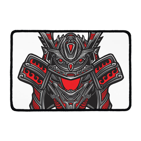 Robot Samurai Mask Print Kitchen Mat