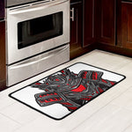 Robot Samurai Mask Print Kitchen Mat