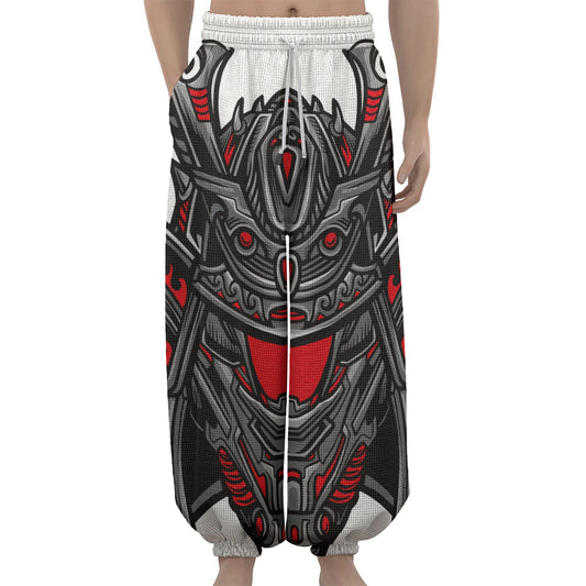 Robot Samurai Mask Print Lantern Pants