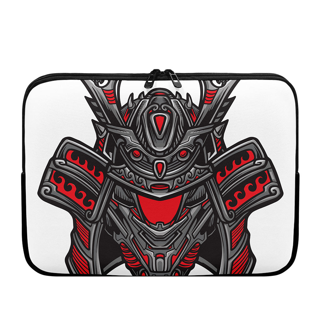 Robot Samurai Mask Print Laptop Sleeve