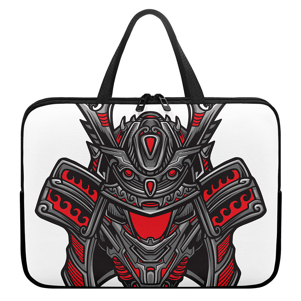 Robot Samurai Mask Print Laptop Sleeve With Handle
