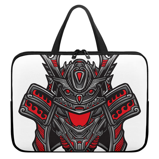 Robot Samurai Mask Print Laptop Sleeve With Handle