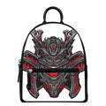 Robot Samurai Mask Print Leather Backpack